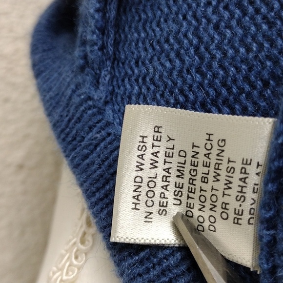 Christopher & Banks Hand Embroidered Poinsettia Blue Button Up Cardigan Sweater - Picture 6 of 13